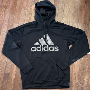 Adidas Men's Black Hoodie with white Logo on front, Size Large